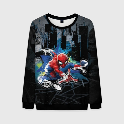 Мужской свитшот 3D Spider-man over the city
