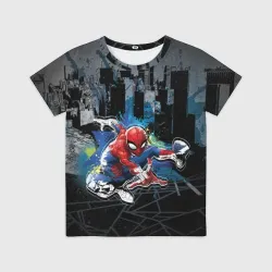Детская футболка 3D Spider-man over the city