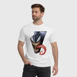 Мужская футболка хлопок Venom with tongue sticking out - фото 2