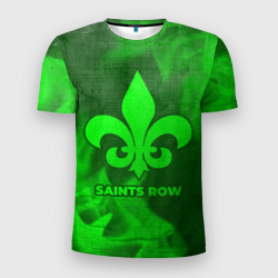 Мужская футболка 3D Slim Saints Row - green gradient