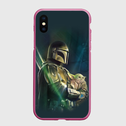 Чехол для iPhone XS Max матовый Куда я туда и он - Мандалорец