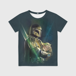 Детская футболка 3D Куда я туда и он - Мандалорец