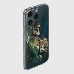 Чехол для iPhone 15 Pro силиконовый с защитой камеры Куда я туда и он - Мандалорец - фото 2