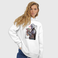Женское худи Oversize хлопок Беби Йода и Мандалорец - фото 2