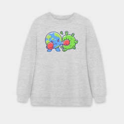 Женский свитшот oversize без начеса хлопок Удар по вирусу