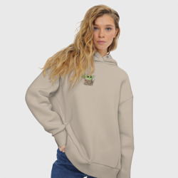 Женское худи Oversize хлопок Персонаж Беби Йода - фото 2