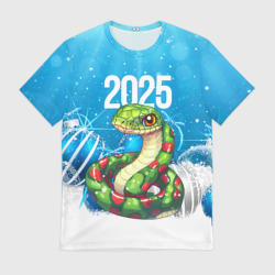 Мужская футболка 3D Новогодняя праздничная змея