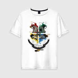 Женская футболка хлопок Oversize Hogwarts School of Witchcraft and Wizardry