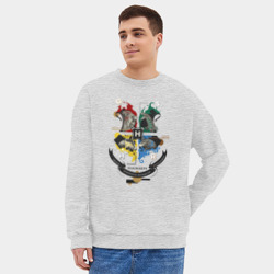 Мужской свитшот oversize без начеса хлопок Hogwarts School of Witchcraft and Wizardry - фото 2