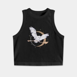 Женская укороченная майка-топ хлопок Сова Гарри Поттера