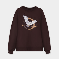 Мужской свитшот oversize без начеса хлопок Сова Гарри Поттера