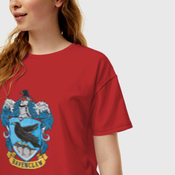 Женская футболка хлопок Oversize Ravenclaw факультет - фото 2