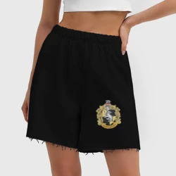 Женские шорты oversize футер хлопок Hufflepuff факультет университета Хогвартс с барсуком - фото 2
