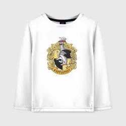 Детский лонгслив хлопок Hufflepuff факультет университета Хогвартс с барсуком