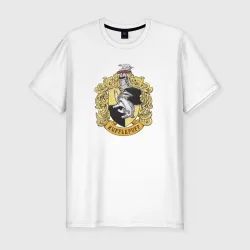 Мужская футболка хлопок Slim Hufflepuff факультет университета Хогвартс с барсуком