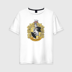 Женская футболка хлопок Oversize Hufflepuff факультет университета Хогвартс с барсуком