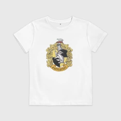 Детская футболка хлопок Hufflepuff факультет университета Хогвартс с барсуком