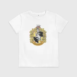 Детская футболка хлопок Hufflepuff факультет университета Хогвартс с барсуком