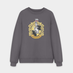 Мужской свитшот oversize без начеса хлопок Hufflepuff факультет университета Хогвартс с барсуком