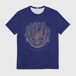 Мужская футболка 3D Happy Christmas - Hogwarts