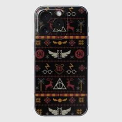Чехол для iPhone 16 Pro Max силиконовый с защитой камеры Новогодний паттерн - Гарри Поттер