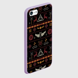 Чехол для iPhone 5/5S матовый Новогодний паттерн - Гарри Поттер - фото 2