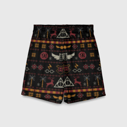 Детские спортивные шорты 3D Новогодний паттерн - Гарри Поттер