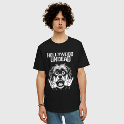 Мужская футболка хлопок Oversize Hollywood Undead rock dog - фото 2