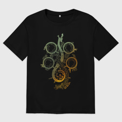 Женская футболка хлопок Oversize Monster hunter wilds dragon logo