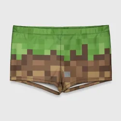 Мужские купальные плавки 3D Earth - Minecraft