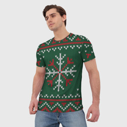 Мужская футболка 3D Knitted Snowflake Pattern - фото 2
