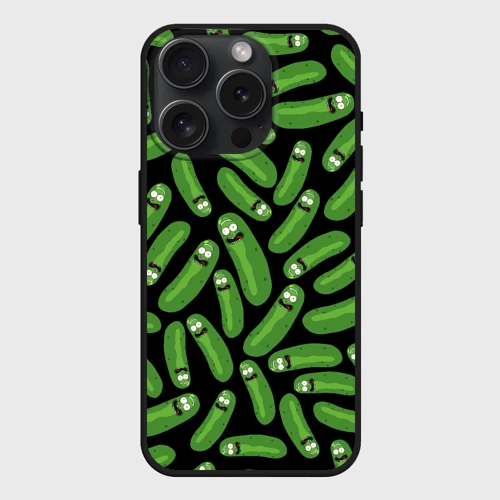 Чехол силиконовый для Apple iPhone 15 Pro Мax матовый Огурчик Рик