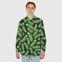 Мужская рубашка oversize 3D Огурчик Рик - фото 2