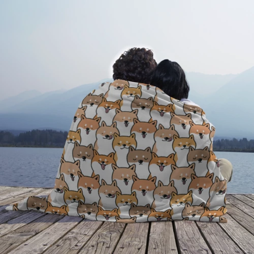 Плед 3D с принтом Узор сиба ину, вид сбоку #3