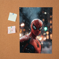 Постер Spider man на фоне снегопада - фото 2