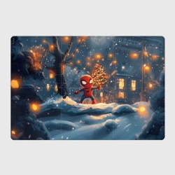 Магнитный плакат 3Х2 Маленький человек-паук держит елку