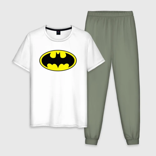 Мужская пижама с белой футболкой хлопок Batman logo