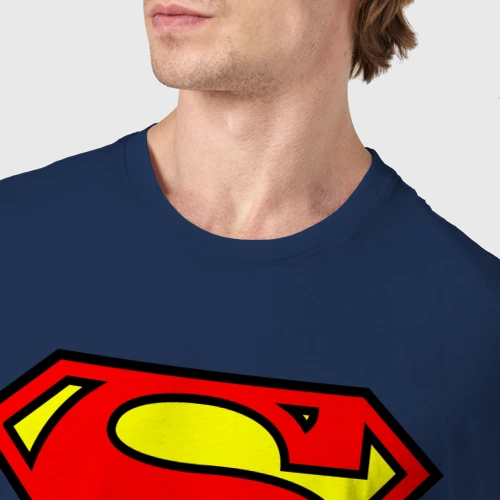 Мужская футболка хлопок с принтом Superman logo, фото #4