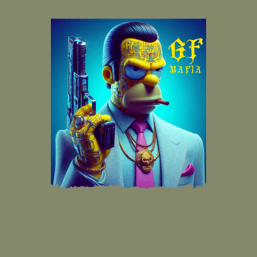 Мужской свитшот хлопок Homer Simpson - godfather of the mafia - фото 3