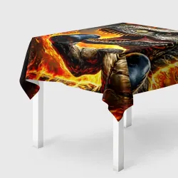 Скатерть 3D Динозавр боксер в огне