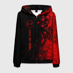 Мужская толстовка 3D на молнии Twenty One Pilots - red gradient по-вертикали