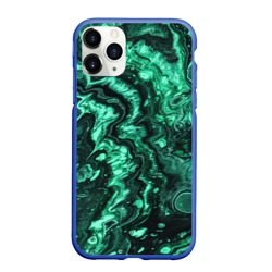 Чехол для iPhone 11 Pro Max матовый Малахитовая текстура - жидкий арт