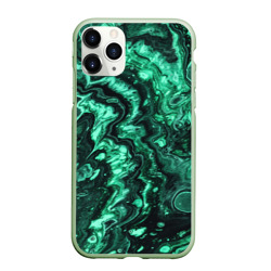 Чехол для iPhone 11 Pro Max матовый Малахитовая текстура - жидкий арт