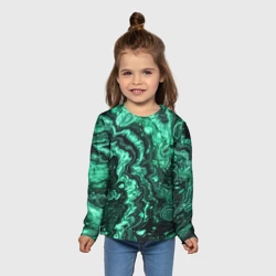 Детский лонгслив 3D Малахитовая текстура - жидкий арт - фото 2