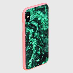 Чехол для iPhone XS Max матовый Малахитовая текстура - жидкий арт - фото 2