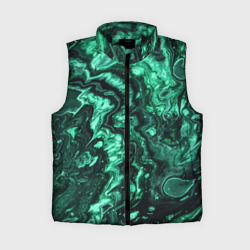 Женский жилет утепленный 3D Малахитовая текстура - жидкий арт