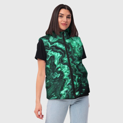 Женский жилет утепленный 3D Малахитовая текстура - жидкий арт - фото 2