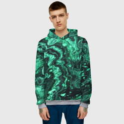 Мужская толстовка 3D Малахитовая текстура - жидкий арт - фото 2