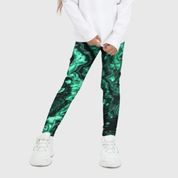 Детские леггинсы 3D Малахитовая текстура - жидкий арт - фото 2