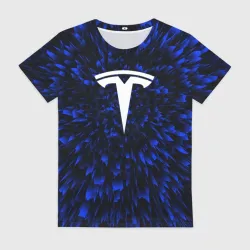 Женская футболка 3D Tesla blue energy